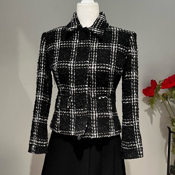 NEW Body Victoria's Secret Wool Windowpane Timeless Classic Plaid Blazer Jacket - Picture 14 of 16